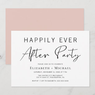 Minimale Hochzeits- After Party Blush Rosa Einladung