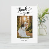 Minimale Hochzeits-Dankeskarten | Herz & Foto Dankeskarte (Stehend Vorderseite)