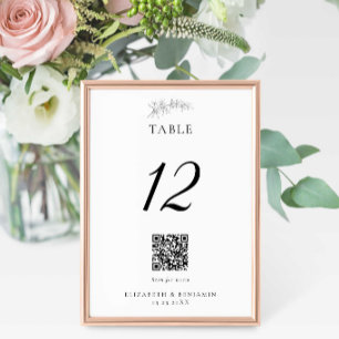 Minimale Hochzeits-QR-Code-Speisekarte Elegantes S Tischnummer