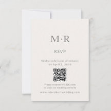 Minimale Hochzeits-RSVP-Karte mit QR-Code für inti