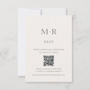 Minimale Hochzeits-RSVP-Karte mit QR-Code für inti RSVP Karte
