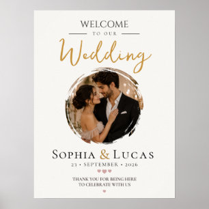 Minimale Hochzeits-Willkommensschilder mit Foto Poster