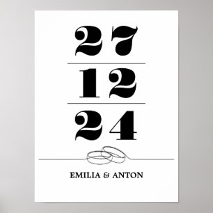 Minimale Hochzeitsdatum-Anzeige Poster