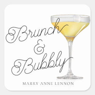 Minimale Hochzeitsdusche-Brunch-Geschenkanhänger Quadratischer Aufkleber