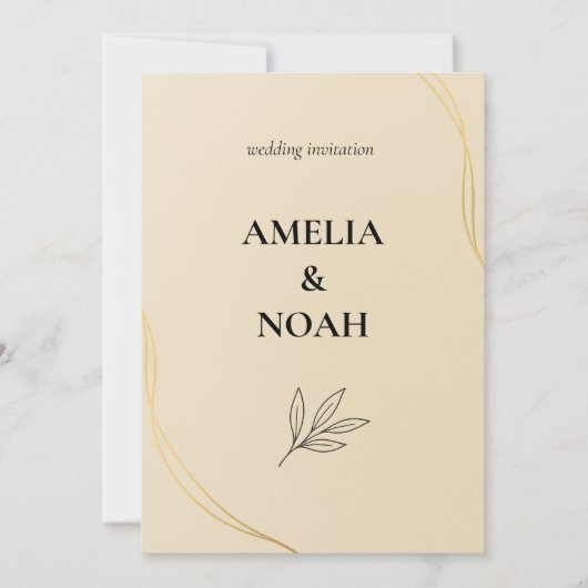Minimale Hochzeitseinladung Vorlage – Elegant (Vorderseite)