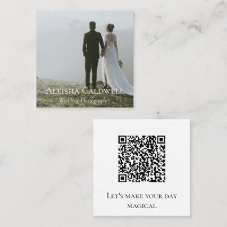 Minimale Hochzeitsfotograf QR-Code-Foto im Quadrat Quadratische Visitenkarte