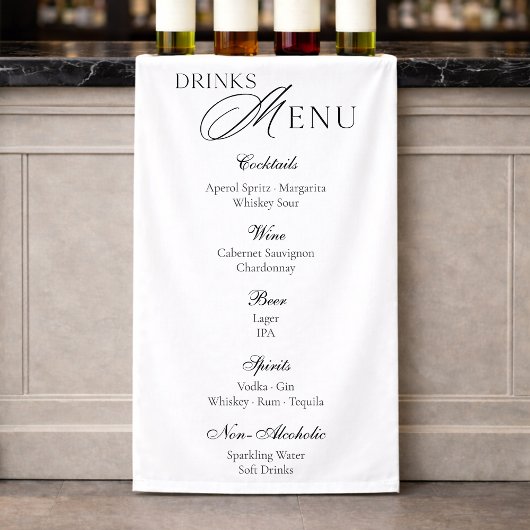 Minimale Hochzeitsgetränke-Menü-Banner Banner