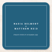 Minimale Hochzeitsnacht blau mit weißer Kontur Rechteckiger Pappuntersetzer (Vorderseite)