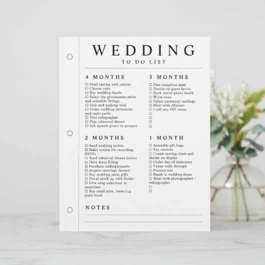 Minimale Hochzeitsplanerin 4 Monate - 1 Woche Seit (Stehend Vorderseite)