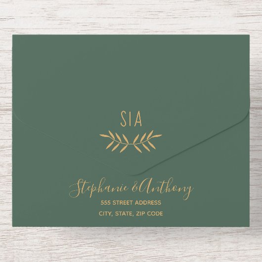 Minimale Hochzeitssaal- und Gold-Branchenkalligraf All-in-One-Einladung (Rückseite)