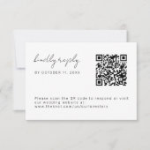 Minimale Hochzeitsskripte Einfache QR Code RSVP Ka Karte (Vorderseite)