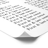 Minimale Hochzeitsstichtabelle Poster (Ecke)