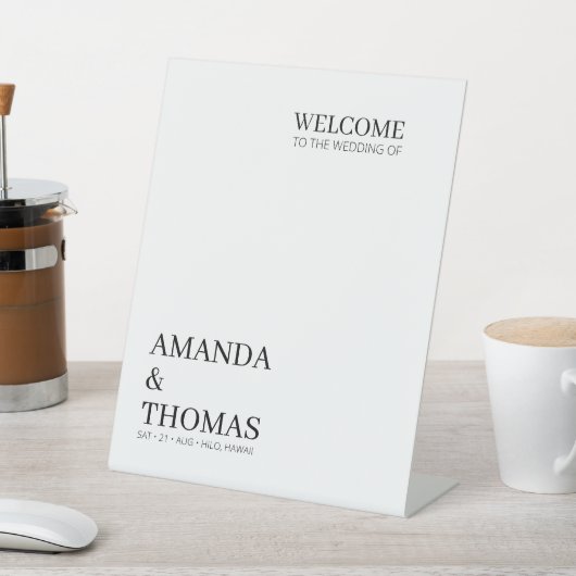 Minimale Hochzeitswillkommen Sockelschild (In SItu)