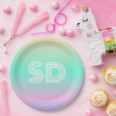 Minimale Holographische Monogramm-Hochzeit Pappteller (Party)