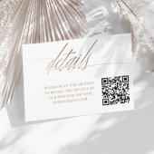 Minimale Imitate Goldkalligraphie QR Hochzeitdetai Begleitkarte