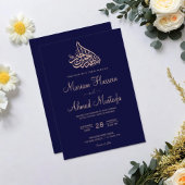 Minimale Imitate Rose Gold & Navy Blue Islamische Einladung