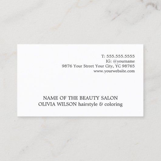 Minimale Imitate Silver Pastel Bold Friseur Salon Visitenkarte (Rückseite)