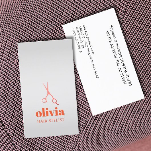 Minimale Imitate Silver Pastel Bold Friseur Salon Visitenkarte