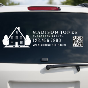 Minimale Immobilienmakler Rustikales Haus Auto QR Fensteraufkleber
