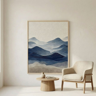 Minimale indigoblaue abstrakte Landschaftskunst Poster