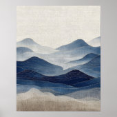 Minimale indigoblaue abstrakte Landschaftskunst Poster (Vorne)
