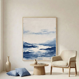Minimale indigoblaue abstrakte Landschaftswandkuns Poster