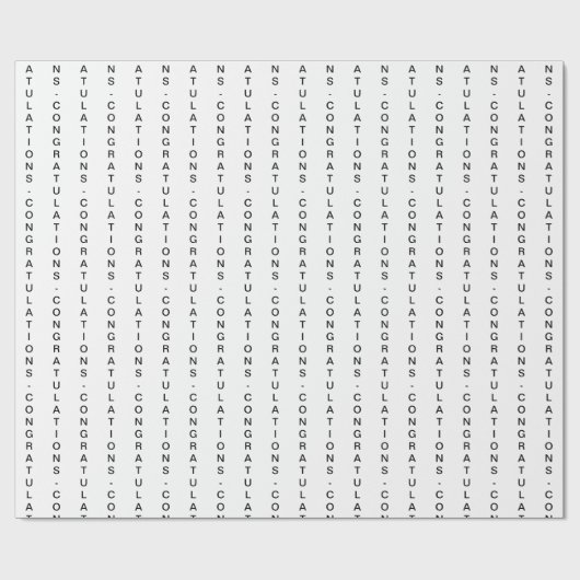 Minimale individuell anpassbare weiße GRATULATIONE Geschenkpapier (Flach)