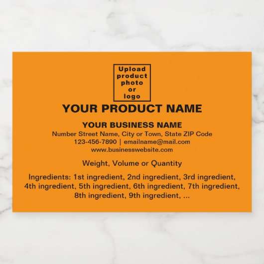 Minimale Informationen über Orange Rectangle Lebensmitteletikett (Einzelnes Label)
