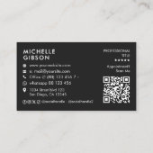 Minimale Initialen Schwarzes Marketing Professiona Visitenkarte (Rückseite)