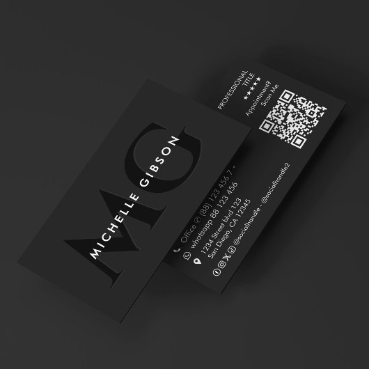 Minimale Initialen Schwarzes Marketing Professiona Visitenkarte
