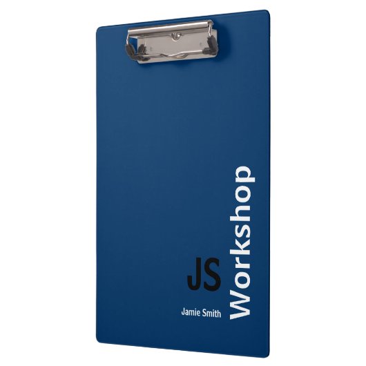 Minimale Initials Black Blue White Workshop Klemmbrett (Links)