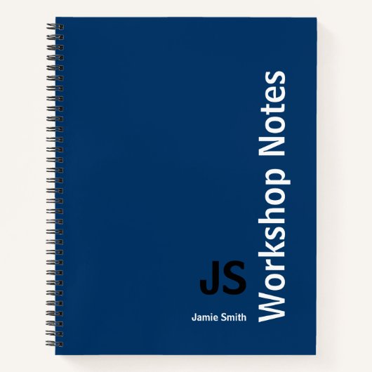 Minimale Initials Black Blue White Workshop Notizblock (Vorderseite)