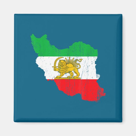 Minimale Iran-Flaggenkarte Löwe Persisch Magnet (Vorne)