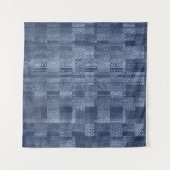 Minimale Jeans-Abstrakt-Memphis-Patchwork Wandteppich (Vorderseite (Horizontal))
