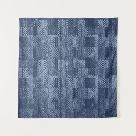 Minimale Jeans-Abstrakt-Memphis-Patchwork Wandteppich (Vorderseite)
