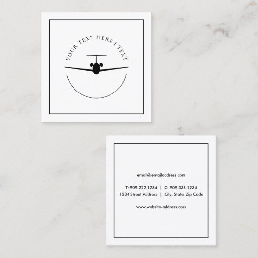 Minimale Jet-Visitenkarte - Benutzerdefinierter Lo Quadratische Visitenkarte (Vorne/Hinten)