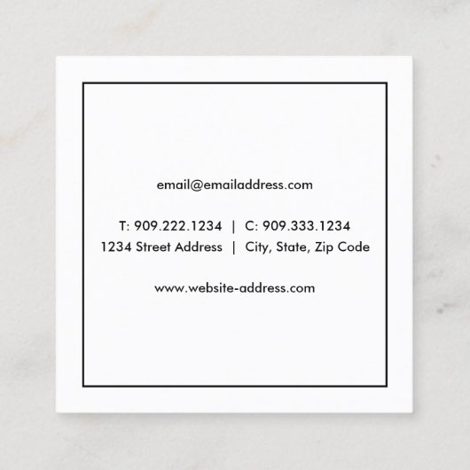 Minimale Jet-Visitenkarte - Benutzerdefinierter Lo Quadratische Visitenkarte (Rückseite)