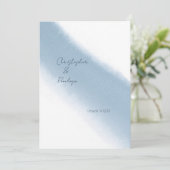 Minimale Kalligrafie Blaue Wasserfarbe Save the Da Einladung (Stehend Vorderseite)