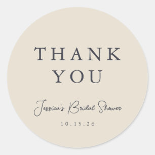 Minimale Kalligrafie Elfenbeinene Hochzeitsdusche  Runder Aufkleber
