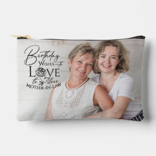 Minimale Kalligrafie-Foto-Geburtstag Schwiegermutt Zubehörtasche