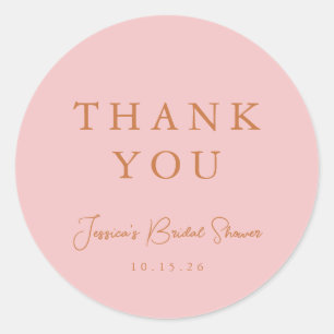 Minimale Kalligrafie Rosa Brautparty Dankeschön Runder Aufkleber