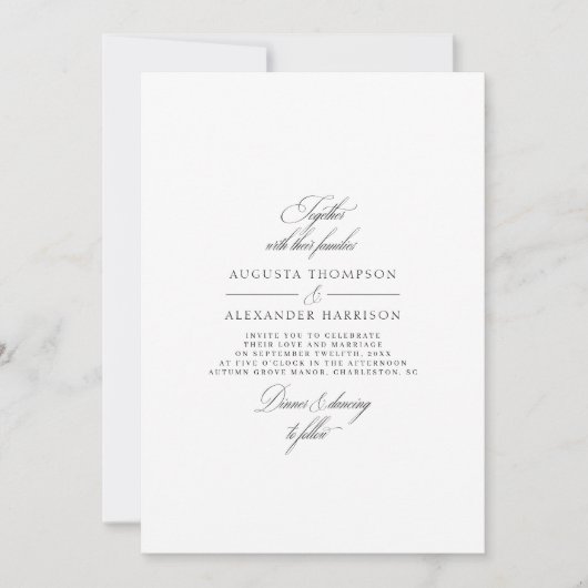 Minimale Kalligrafie Schwarz & Weiß Klassische Hoc Einladung (Vorderseite)