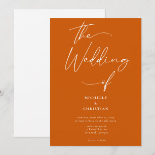 Minimale Kalligrafie Script Burnt Orange Wedding Einladung