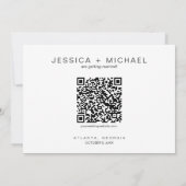 Minimale Kalligrafie-Script-Foto mit QR-Code Save The Date (Rückseite)