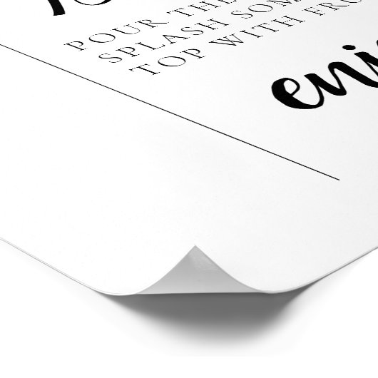 Minimale Kalligrafie Text Script Mimosa Bar Sign Poster (Ecke)