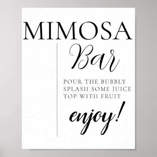 Minimale Kalligrafie Text Script Mimosa Bar Sign Poster (Vorne)