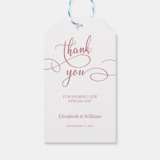 Minimale Kalligraphie Gastgeschenk Hochzeit Vielen Geschenkanhänger (Rückseite)