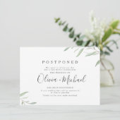 Minimale Kalligraphie Hochzeitsaufschub Einladung (Stehend Vorderseite)