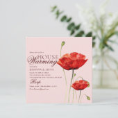 Minimale Kalligraphie und Rose Hauswärmung Einladung (Stehend Vorderseite)