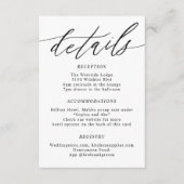Minimale kalligraphische Hochzeitdetails Begleitkarte (Vorderseite)